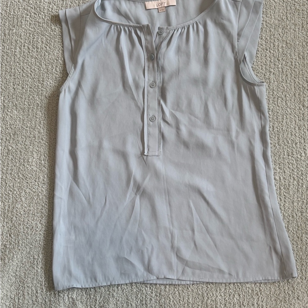 LOFT light blue Cap Sleeve Polo Blouse